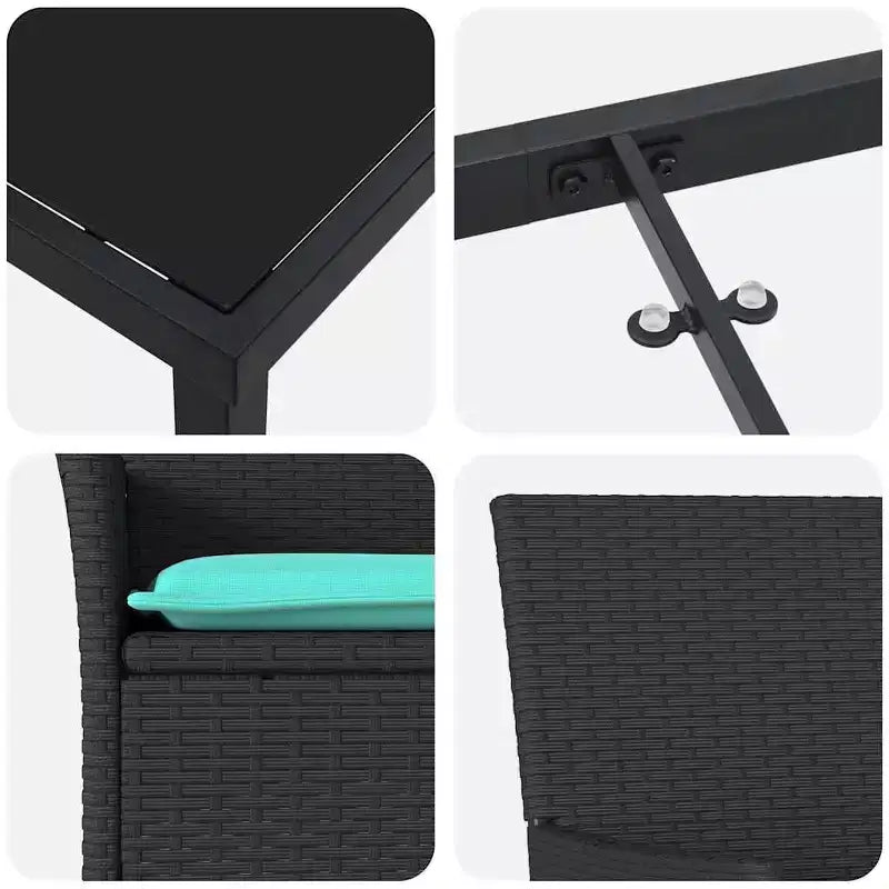 vidaXL Table and Chair Set with Cushion 5 pcs Black PE Rattan