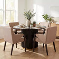 Christopher Knight Home Arvind Modern 5 Piece Rubberwood Linen Upholstered Dining Set with Round Table