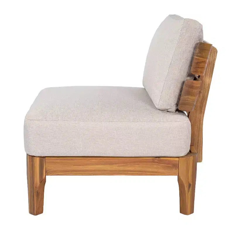 Christopher Knight Home Nikhil Modern 3 Piece Acacia Patio Chat Set with Cushion (Table Not Included)