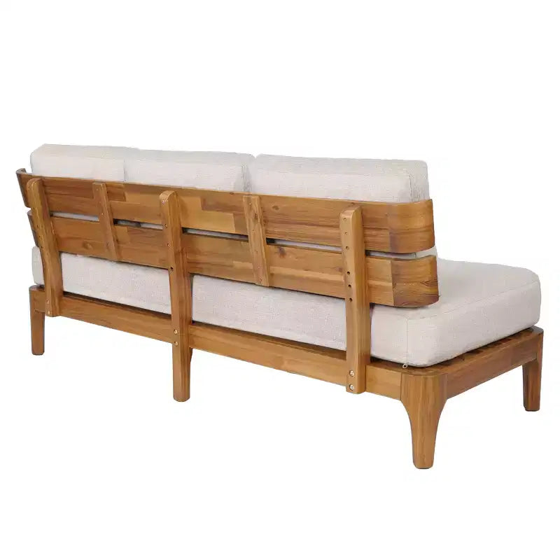 Christopher Knight Home Nikhil Modern 3 Piece Acacia Patio Chat Set with Cushion (Table Not Included)