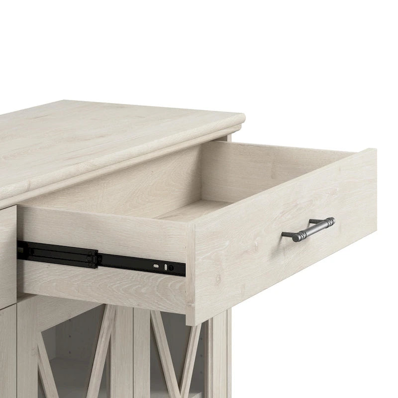 Buffet vaisselier de ferme avec portes vitrées et 3 tiroirs 117 cm
