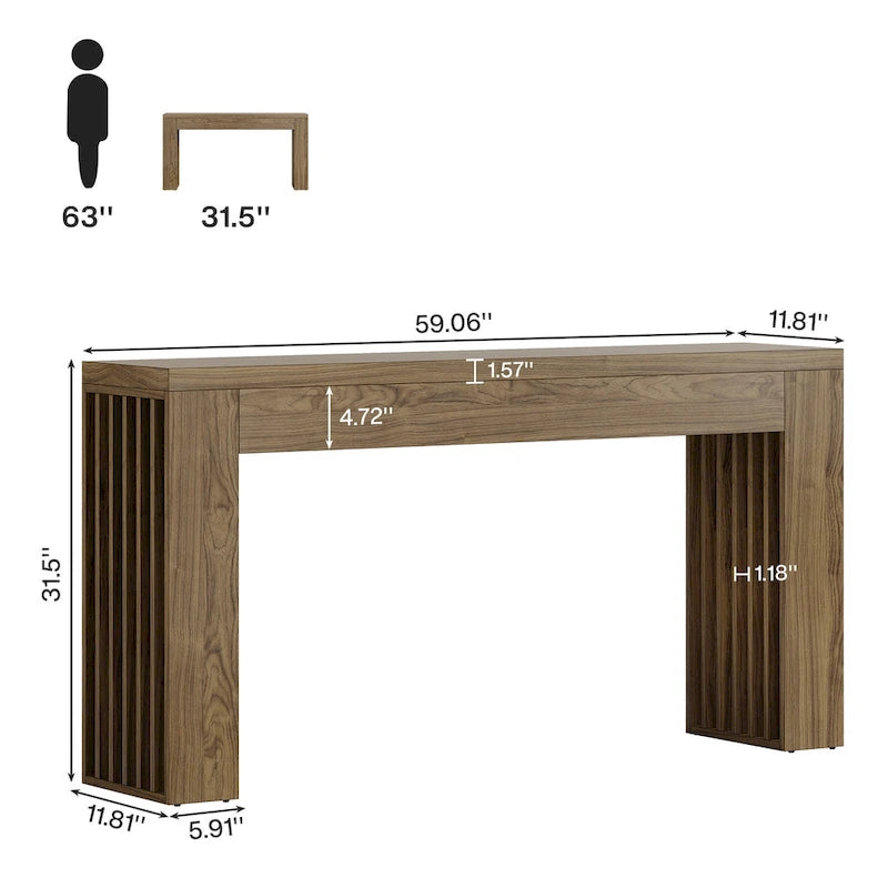 Console de style campagnard en bois composite de 150 cm