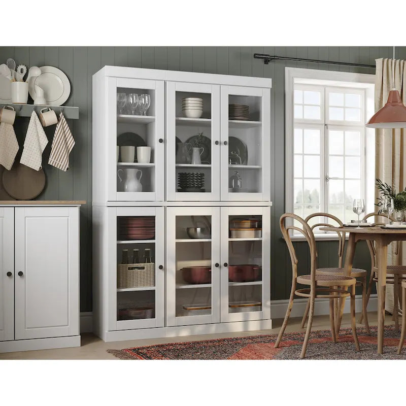 Armoire de salle à manger en pin massif avec portes vitrées et étagères réglables — Fabriquée au Brésil