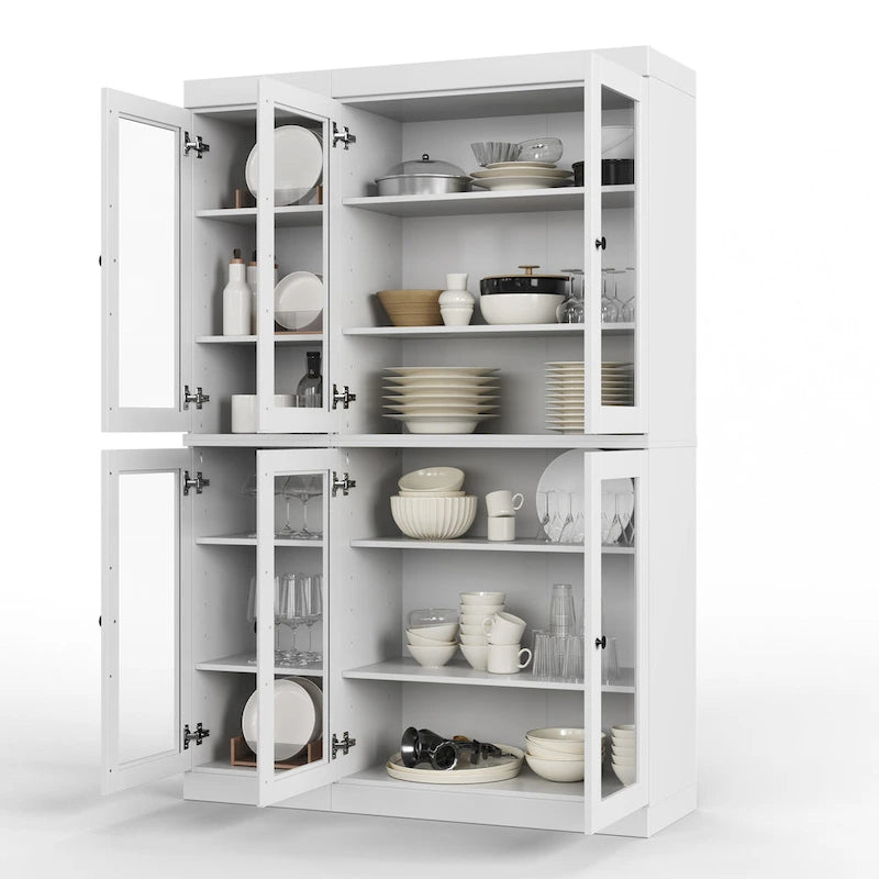 Armoire de salle à manger en pin massif avec portes vitrées et étagères réglables — Fabriquée au Brésil