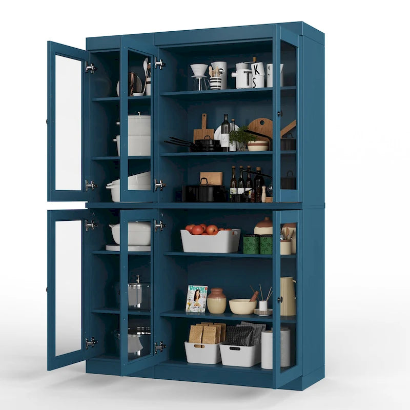 Armoire de salle à manger en pin massif avec portes vitrées et étagères réglables — Fabriquée au Brésil