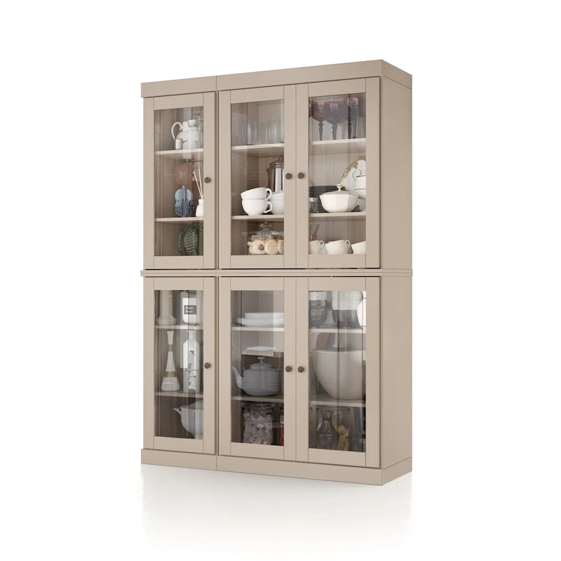 Armoire de salle à manger en pin massif avec portes vitrées et étagères réglables — Fabriquée au Brésil