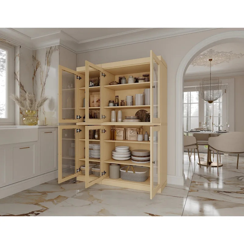 Armoire de salle à manger en pin massif avec portes vitrées et étagères réglables — Fabriquée au Brésil