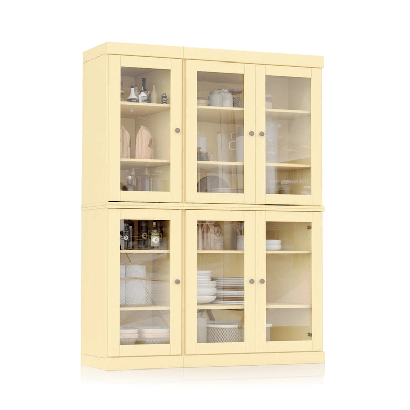 Armoire de salle à manger en pin massif avec portes vitrées et étagères réglables — Fabriquée au Brésil