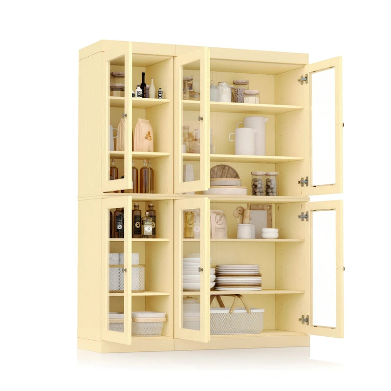 Armoire de salle à manger en pin massif avec portes vitrées et étagères réglables — Fabriquée au Brésil