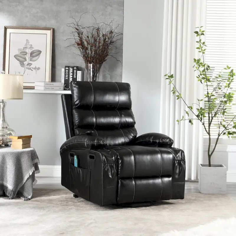 Fauteuil inclinable releveur avec 8 points de massage, chaleur lombaire et porte-gobelets — Pour seniors