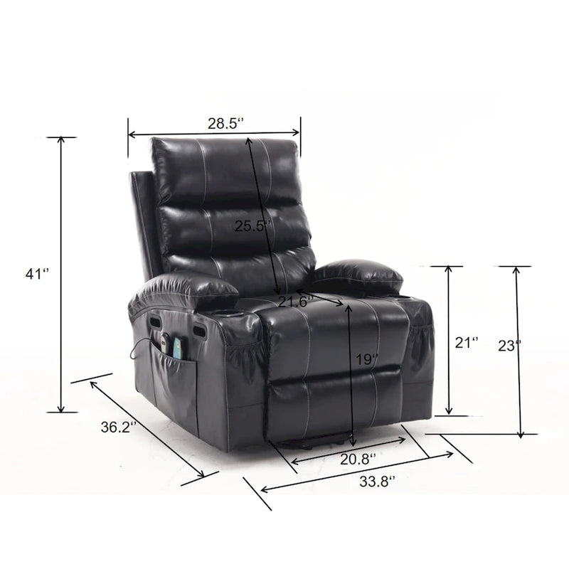 Fauteuil inclinable releveur avec 8 points de massage, chaleur lombaire et porte-gobelets — Pour seniors