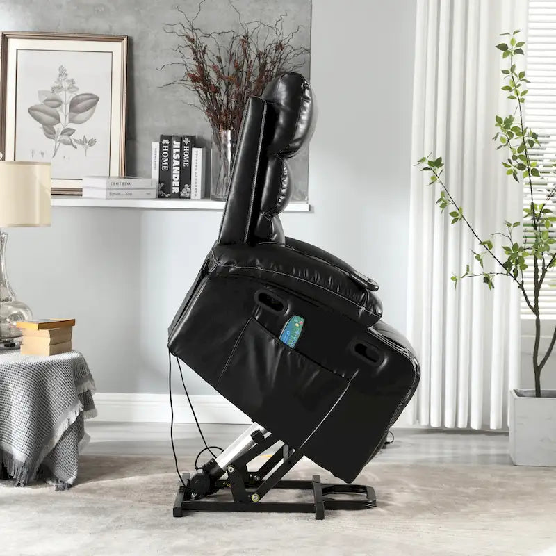 Fauteuil inclinable releveur avec 8 points de massage, chaleur lombaire et porte-gobelets — Pour seniors
