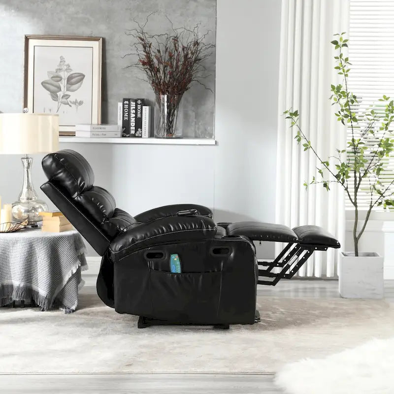 Fauteuil inclinable releveur avec 8 points de massage, chaleur lombaire et porte-gobelets — Pour seniors