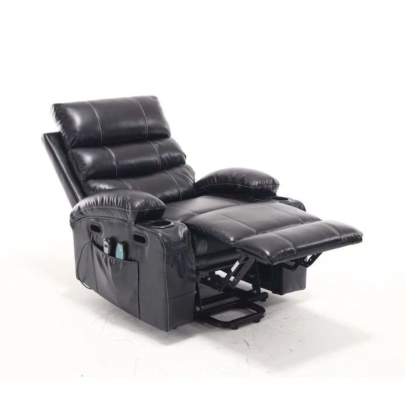 Fauteuil inclinable releveur avec 8 points de massage, chaleur lombaire et porte-gobelets — Pour seniors