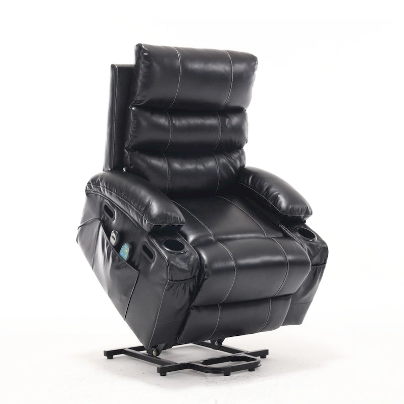 Fauteuil inclinable releveur avec 8 points de massage, chaleur lombaire et porte-gobelets — Pour seniors