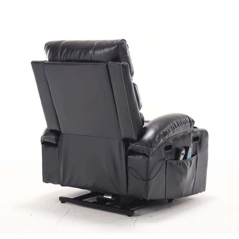 Fauteuil inclinable releveur avec 8 points de massage, chaleur lombaire et porte-gobelets — Pour seniors