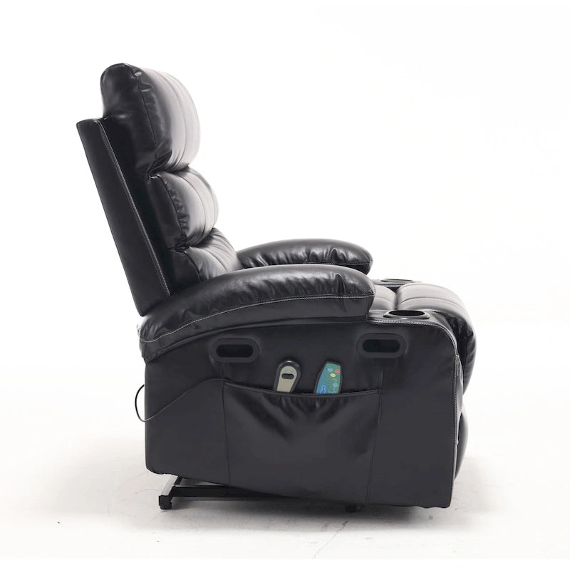Fauteuil inclinable releveur avec 8 points de massage, chaleur lombaire et porte-gobelets — Pour seniors