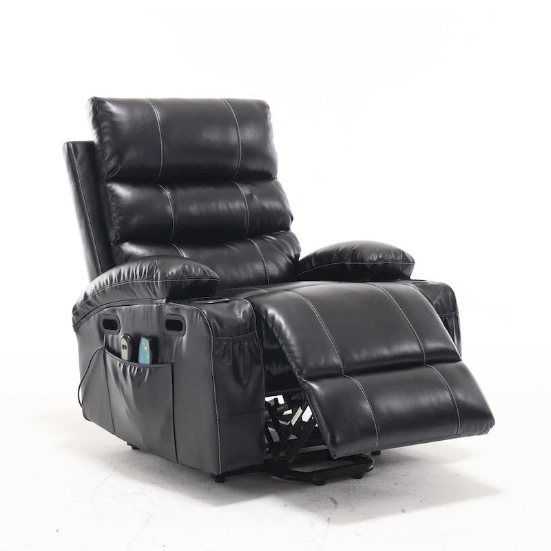 Fauteuil inclinable releveur avec 8 points de massage, chaleur lombaire et porte-gobelets — Pour seniors