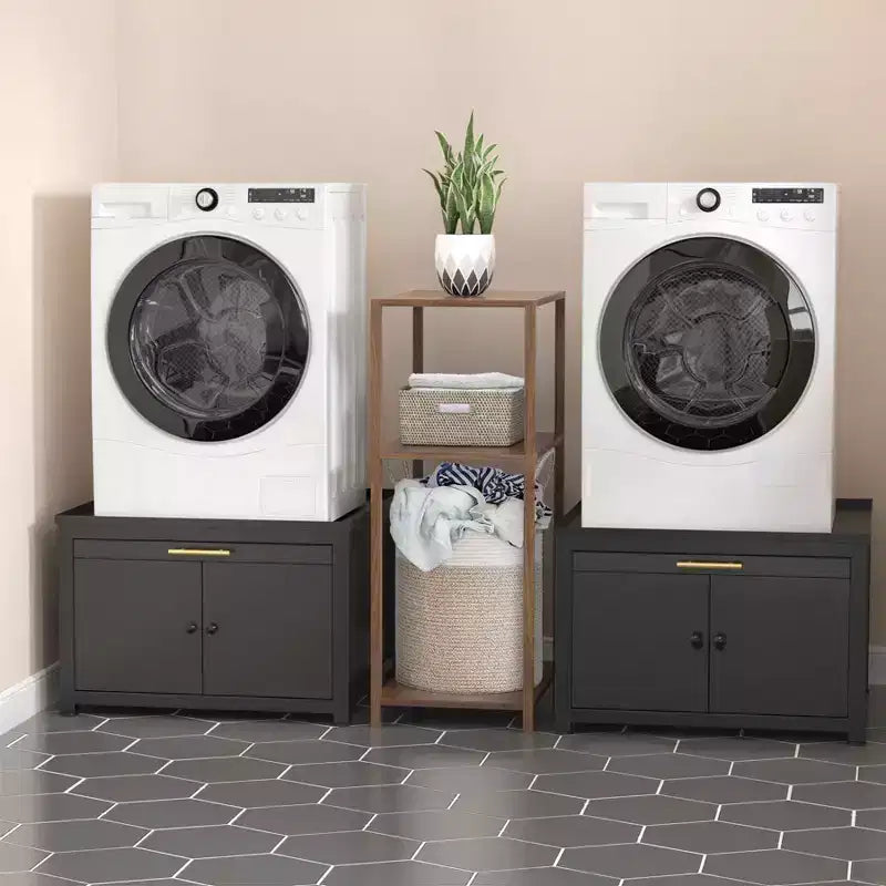 Black / White Heavy-Duty Metal Washer & Dryer Pedestal Stand ¨C Single Unit, Anti-Vibration