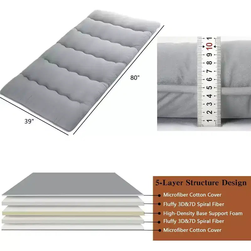 Japanese Futon Mattress, Foldable Floor Sleeping Pad, Tatami Mat for Home, Camping Mattress