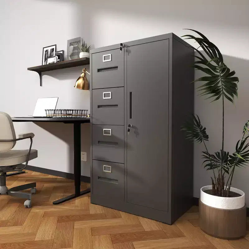 Metal Storage Vertical Filing Cabinet with Lock, Steel File Locker with 4 Drawers