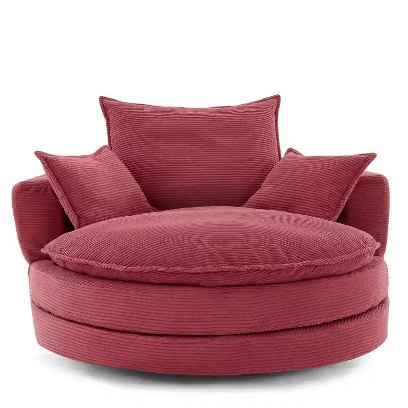 360 Swivel Accent Chair, Barrel Chair Swivel Round Sofa Chair with Cushion for Living Room