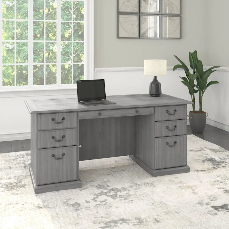 Bush Furniture Saratoga Executive Desk with Drawers and Storage