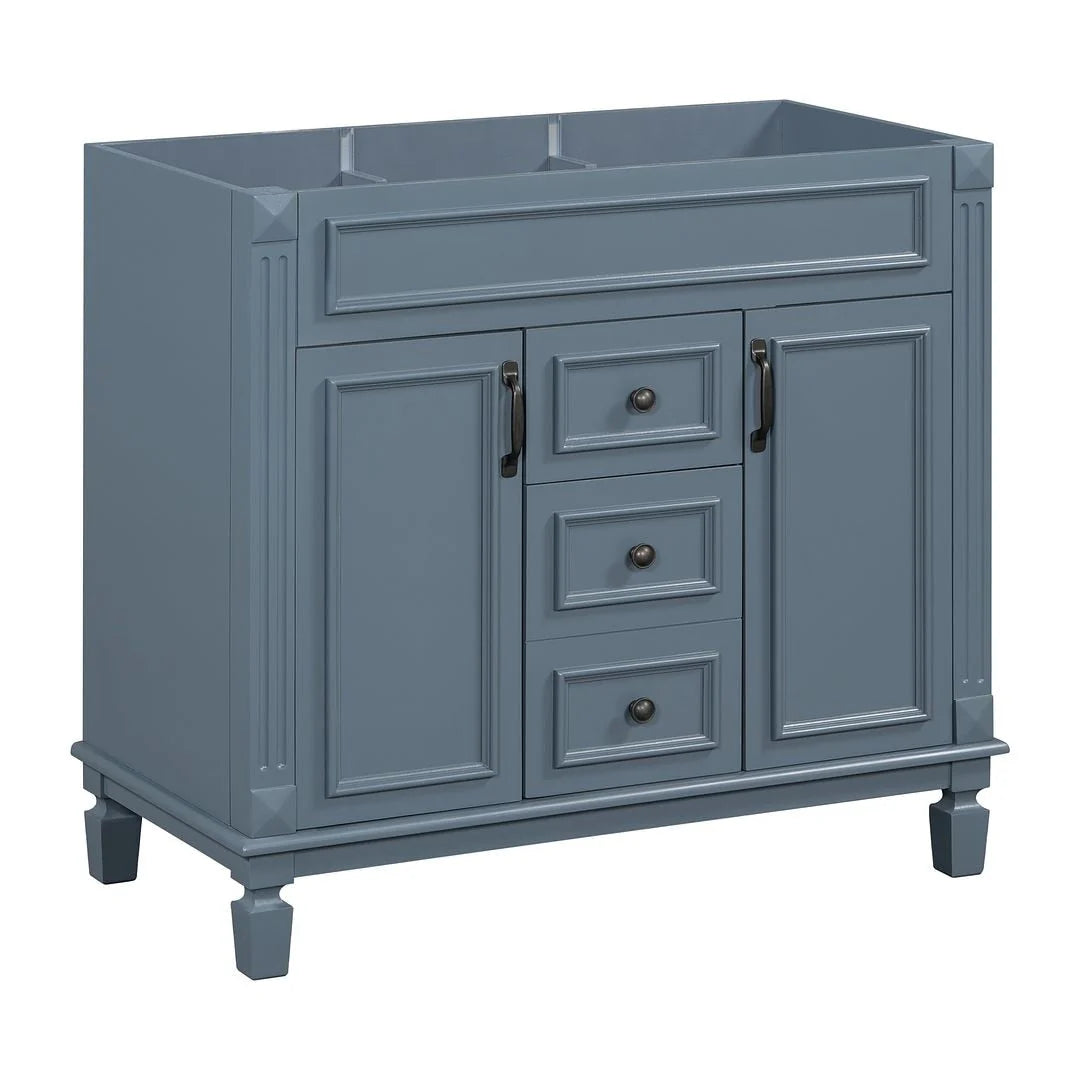 36'' Modern Bathroom Vanity with Top Sink and Mirror Cabinet,2 Doors and 2 Drawers