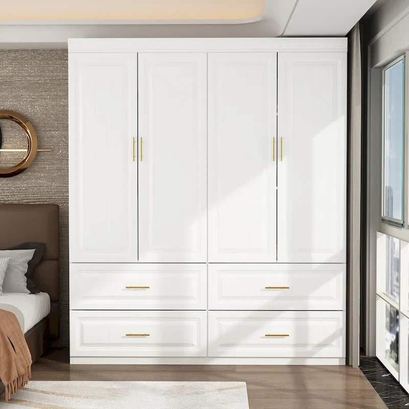 93.9H/74.2H Armoires Wardrobe Closet Cabinet Hanging Drawers Storage