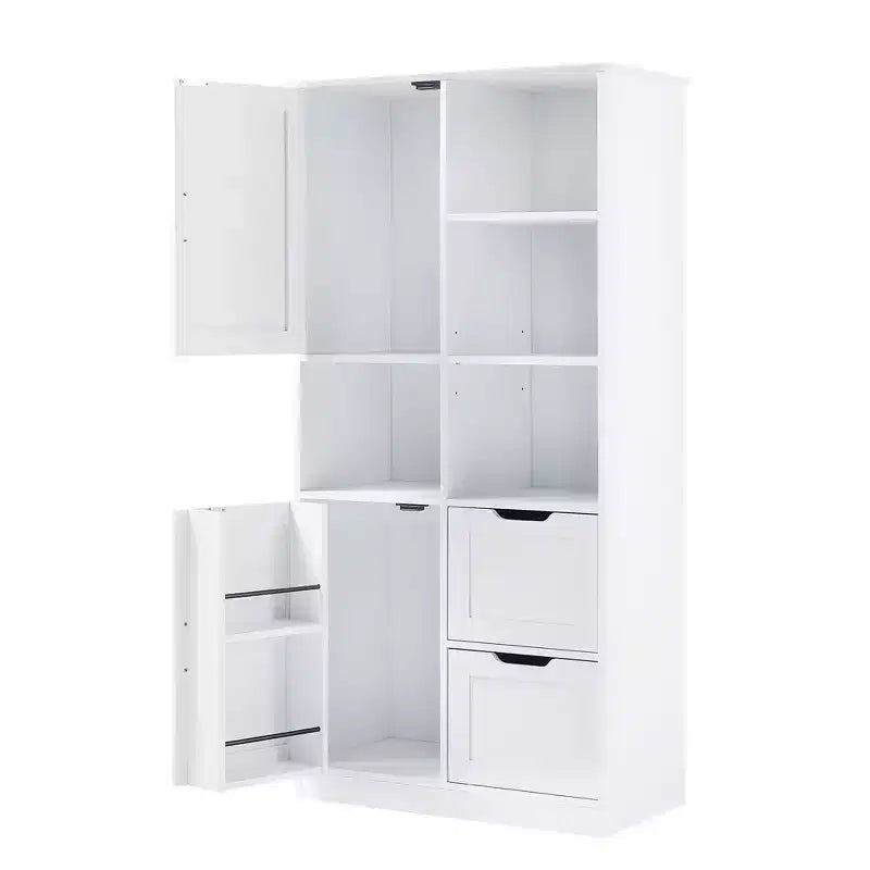 62'' Tall Bathroom Storage Cabinet, Freestanding Floor Storage Cabinet With Drawer & Adjustable Shelf, Pantry Storage Cabinet For Bathroom Living Room