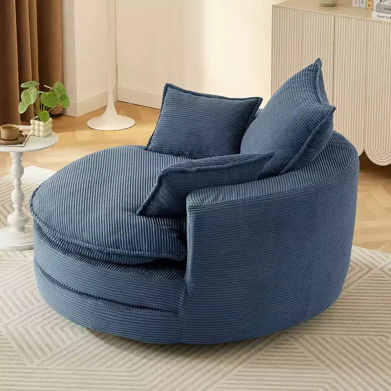 360 Swivel Accent Chair, Barrel Chair Swivel Round Sofa Chair with Cushion for Living Room