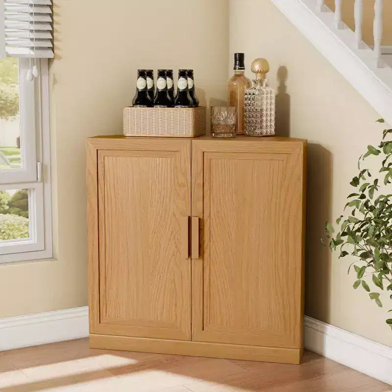 Dovelina Corner Cabinet with Adjustable Shelves Sideboard Buffet Wine Cabinet Kitchen and Dining Cabinet with Wood Doors - 31H x 31W, 36H x 31W