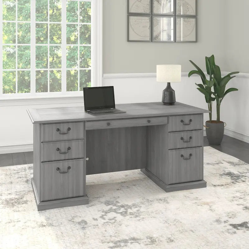 Bush Furniture Saratoga Executive Desk with Drawers and Storage