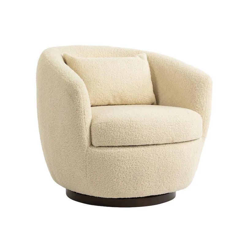 Upholstered Swivel Barrel Armchair with Storage Modern Living Room Side Chair for Bedroom/Office/Reading Spaces
