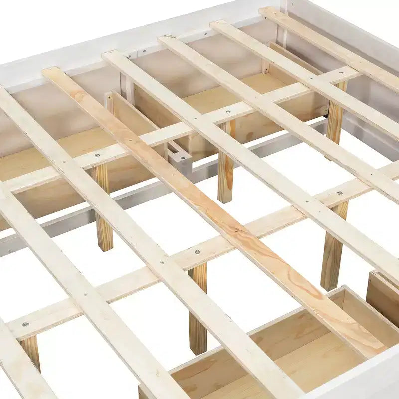 Whisen Queen Platform Bed Frame with 4 Storage Drawers and Footboard Storage