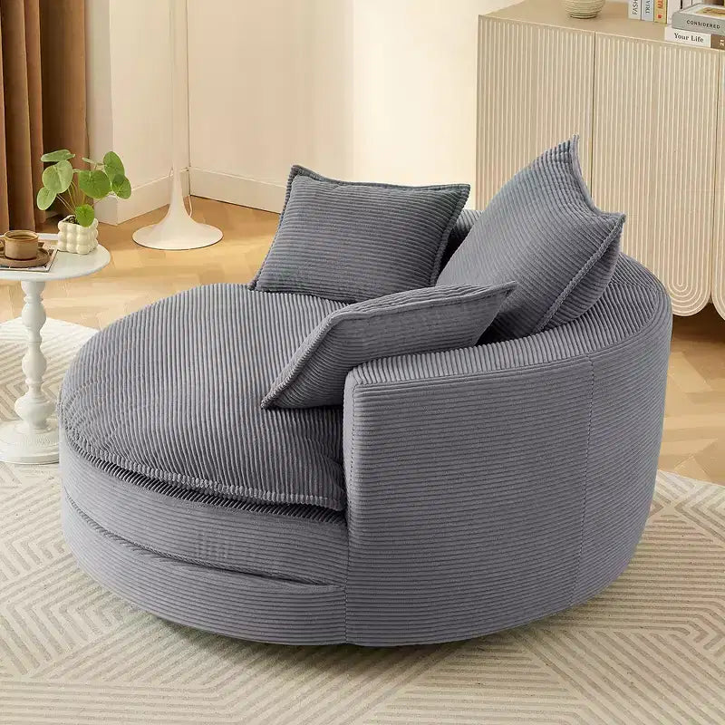 360 Swivel Accent Chair, Barrel Chair Swivel Round Sofa Chair with Cushion for Living Room