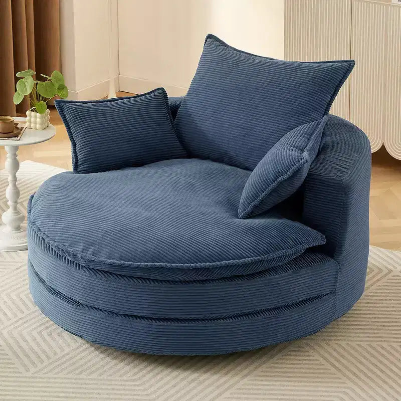 360 Swivel Accent Chair, Barrel Chair Swivel Round Sofa Chair with Cushion for Living Room