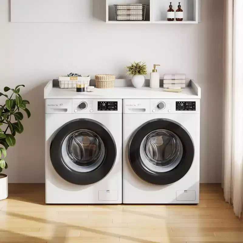 Washer Dryer Countertop, Laundry Topper with Raised Edge & Non-Slip Pad for Hamper Counter Storage & Laundry Room Organization