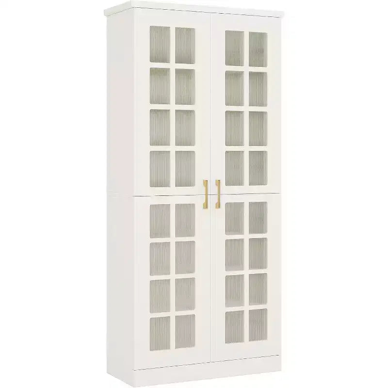 Lantine Tall Shoe Cabinet with Doors, 8-Tier Shoe Storage with Adjustable Shelves, Modern Shoe Rack Cabinet for Hallway, Closet, Living Room, White