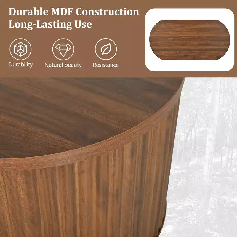 47.2 Lift Top Coffee Table with Hidden Compartment, Oval, Brown