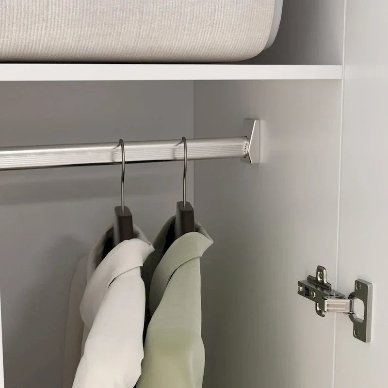 2-Door Wardrobe Armoires Freestanding Bedroom Armoire with Hanging Rod