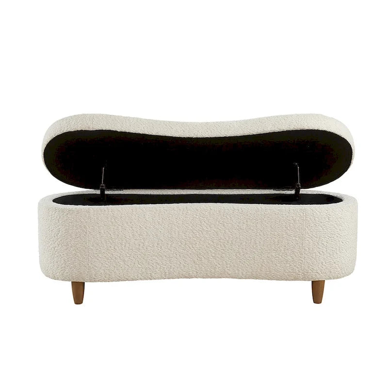 INK+IVY Bailey Taupe Boucle Flip Top Storage Bench