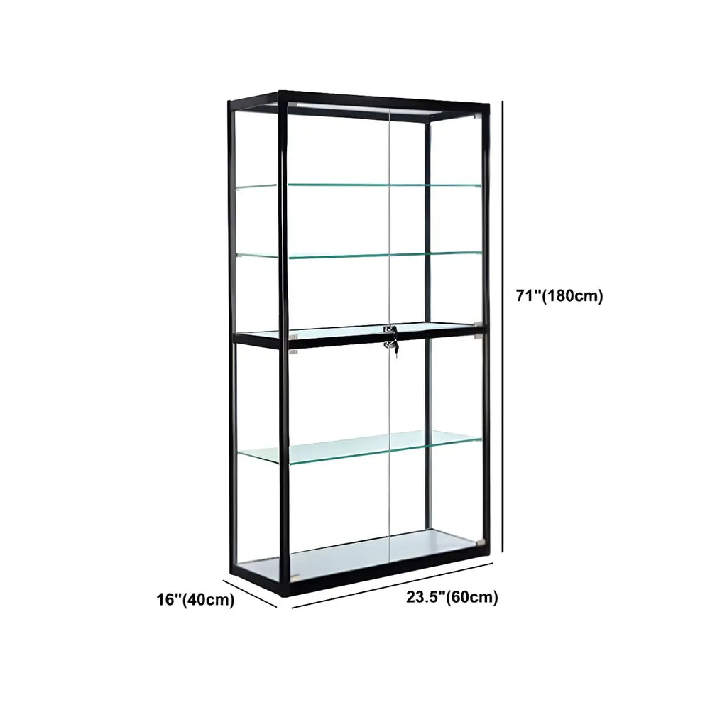 Contemporary Rectangular Black Glass Curio Cabinet