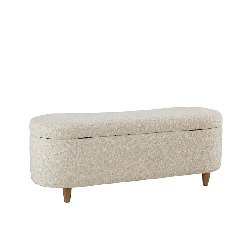 INK+IVY Bailey Taupe Boucle Flip Top Storage Bench