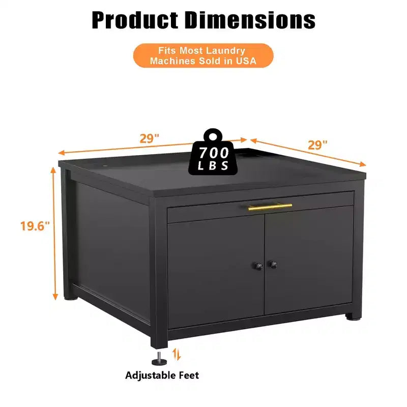 Black / White Heavy-Duty Metal Washer & Dryer Pedestal Stand ¨C Single Unit, Anti-Vibration