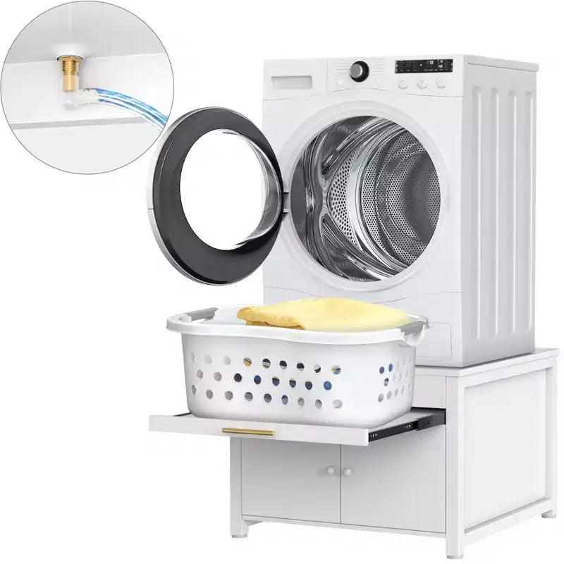 Black / White Heavy-Duty Metal Washer & Dryer Pedestal Stand ¨C Single Unit, Anti-Vibration
