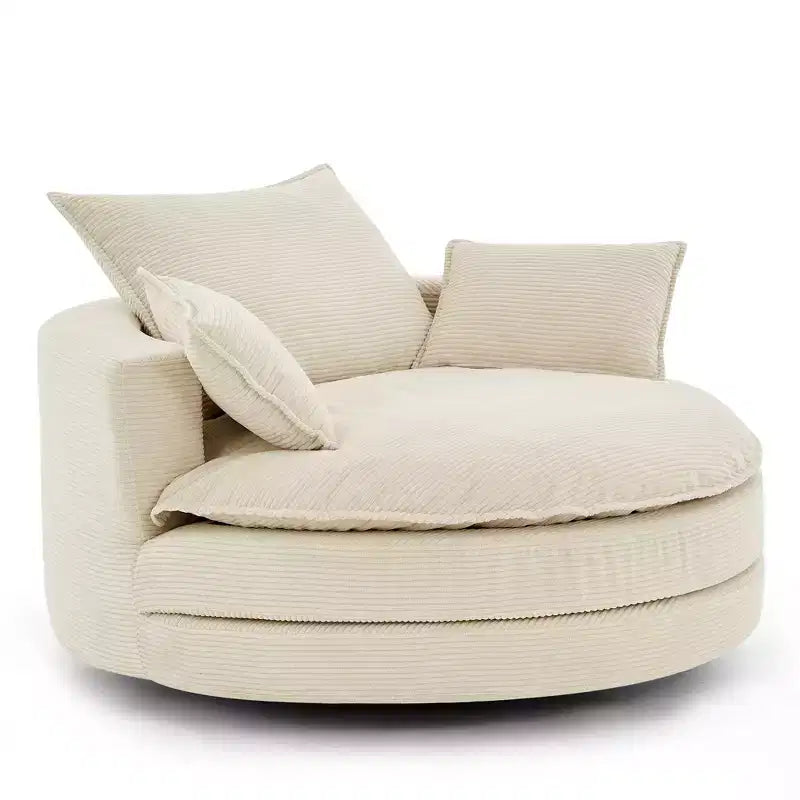 360 Swivel Accent Chair, Barrel Chair Swivel Round Sofa Chair with Cushion for Living Room