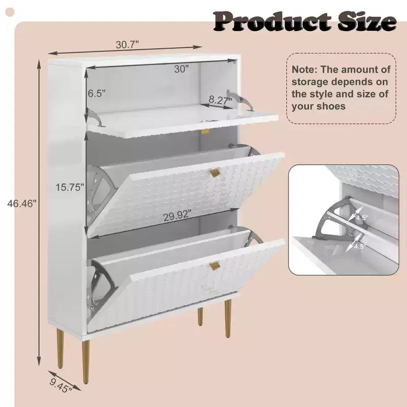 CLIHOME 24 Pair Entryway Shoe Storage Organizer Cabinet Flip Drawers Closet Shoe Rack Shelf Organizer