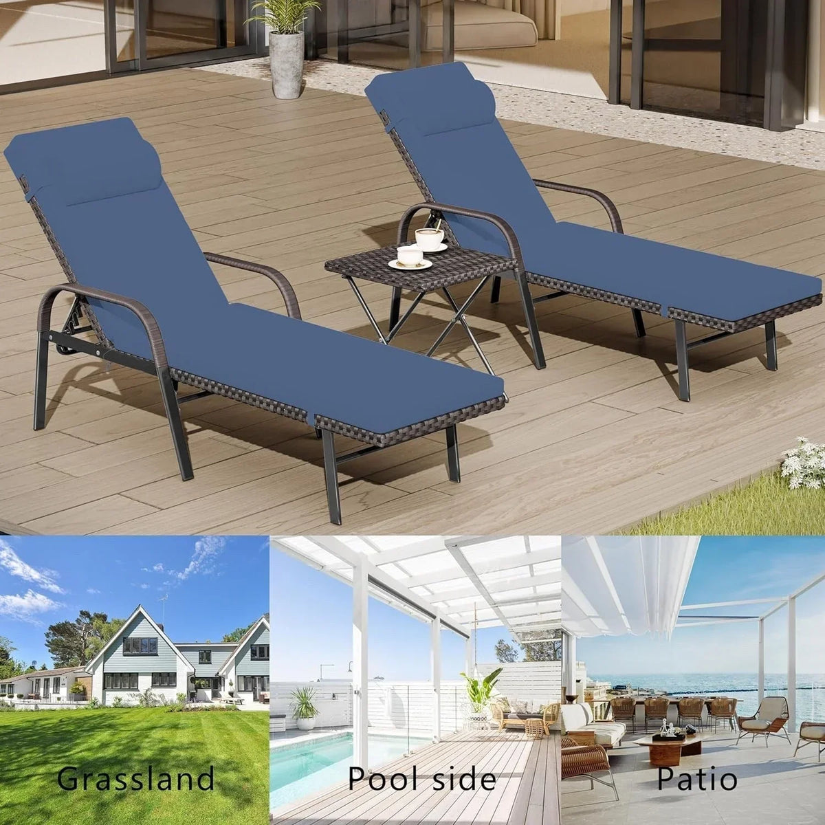 Kullavik 3-PiecesOutdoor Chaise Lounge Set