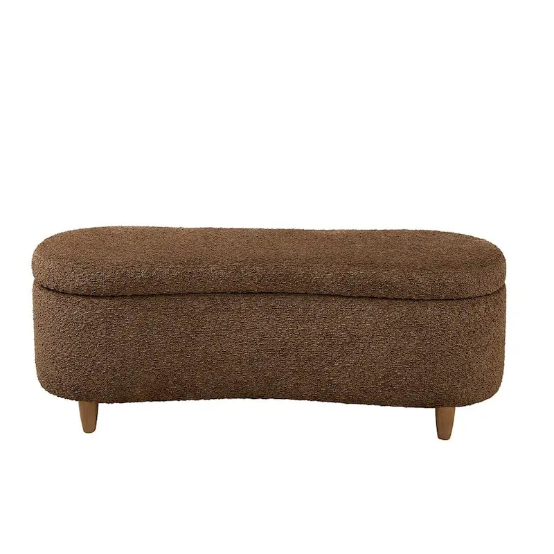 INK+IVY Bailey Taupe Boucle Flip Top Storage Bench